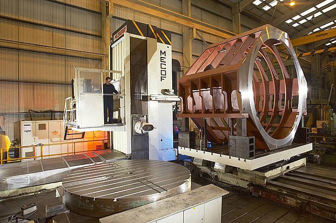 Industrial Photography, Steel Turning, 60 Tonne CNC Travelling Column 11.5M Mecof, Middlesbrough, Teesside, England, UK